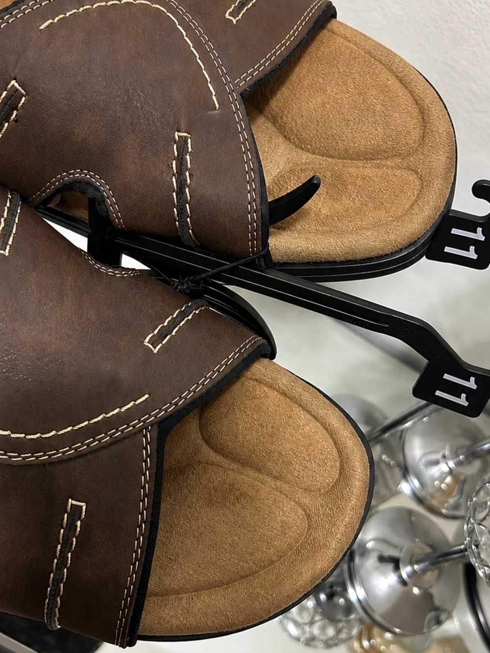 George Men’s Brown Comfort Slide Sandals Size 11 Cushioned NWT